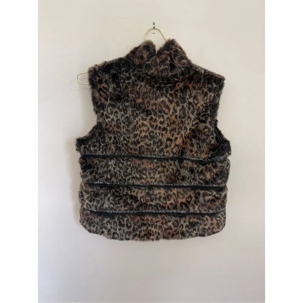 COOGI Faux Fur Feline Print Vest Size Large